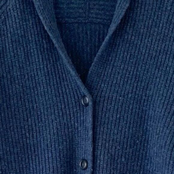 Pendleton Thick Blue Wool Cardigan Sweater V-Neck Buttons Ribbed Knit Oversized - Picture 3 of 8